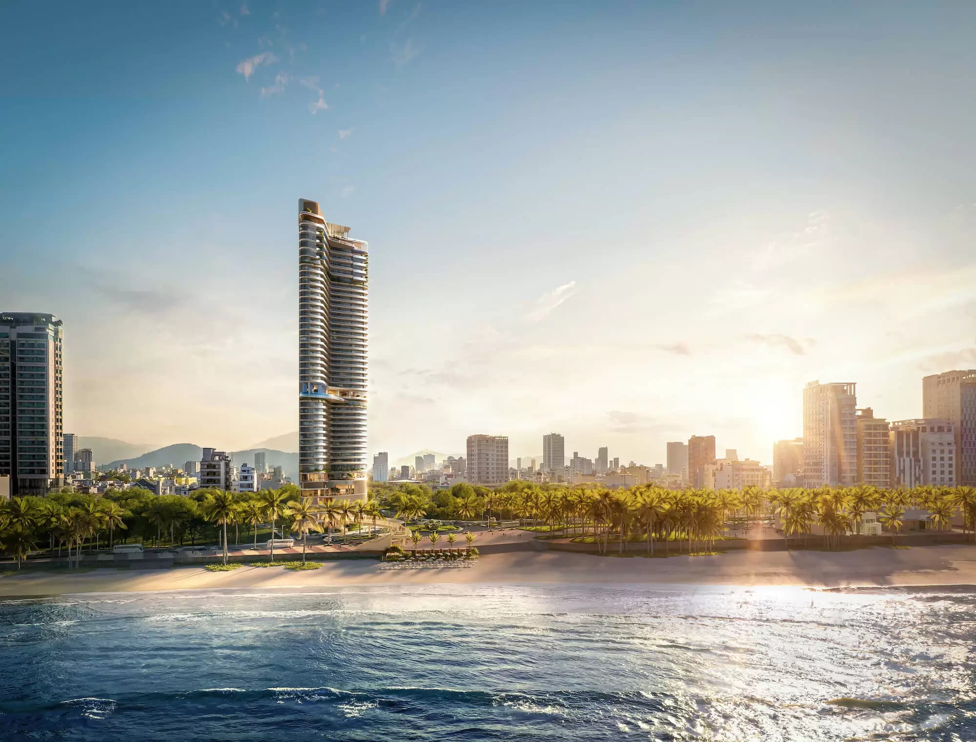 Pobřeží Da Nangu s věží Nobu Residences